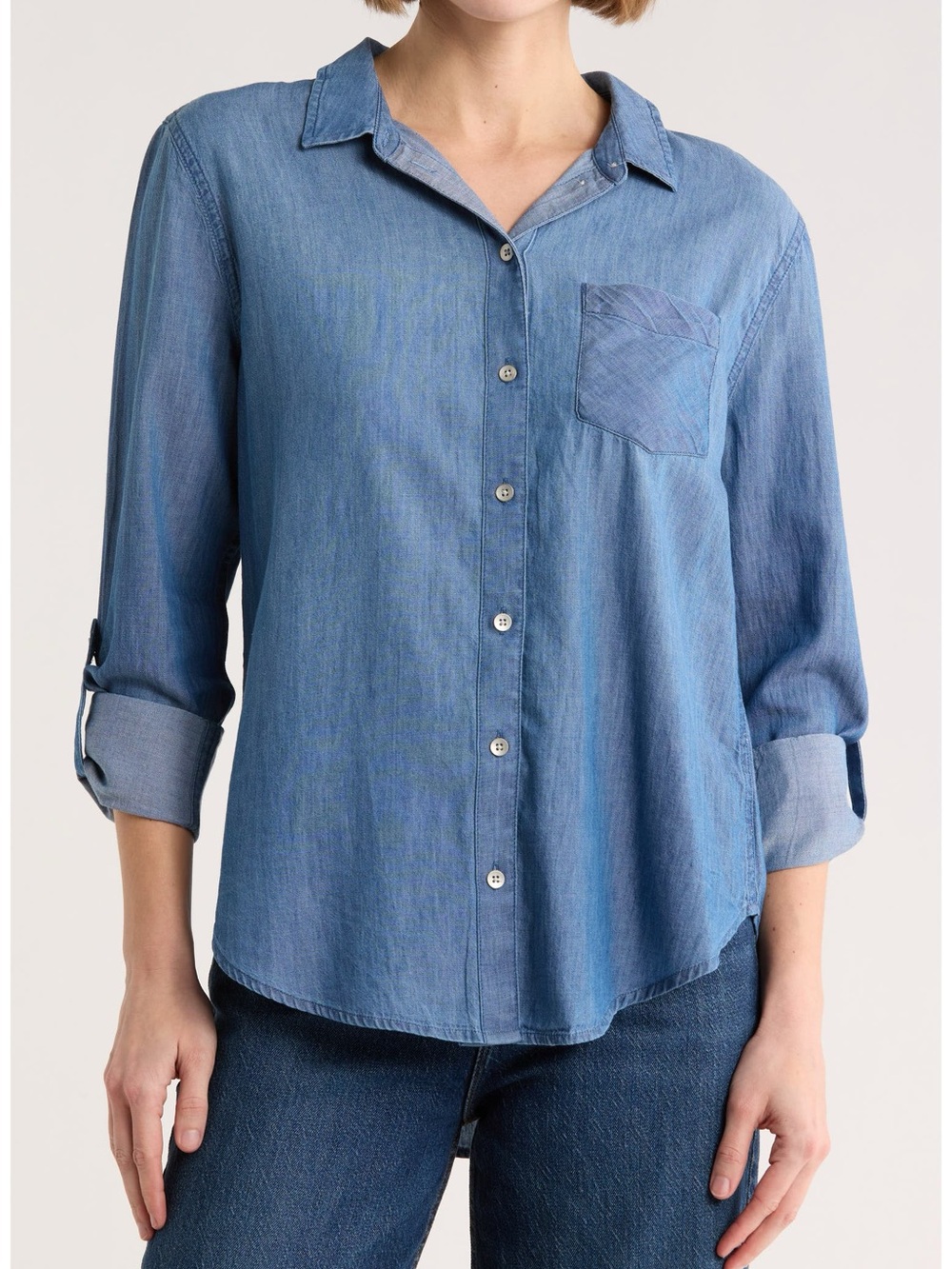 Calson Blue 100% Cotton Denim Button-Down Shirt Size SP